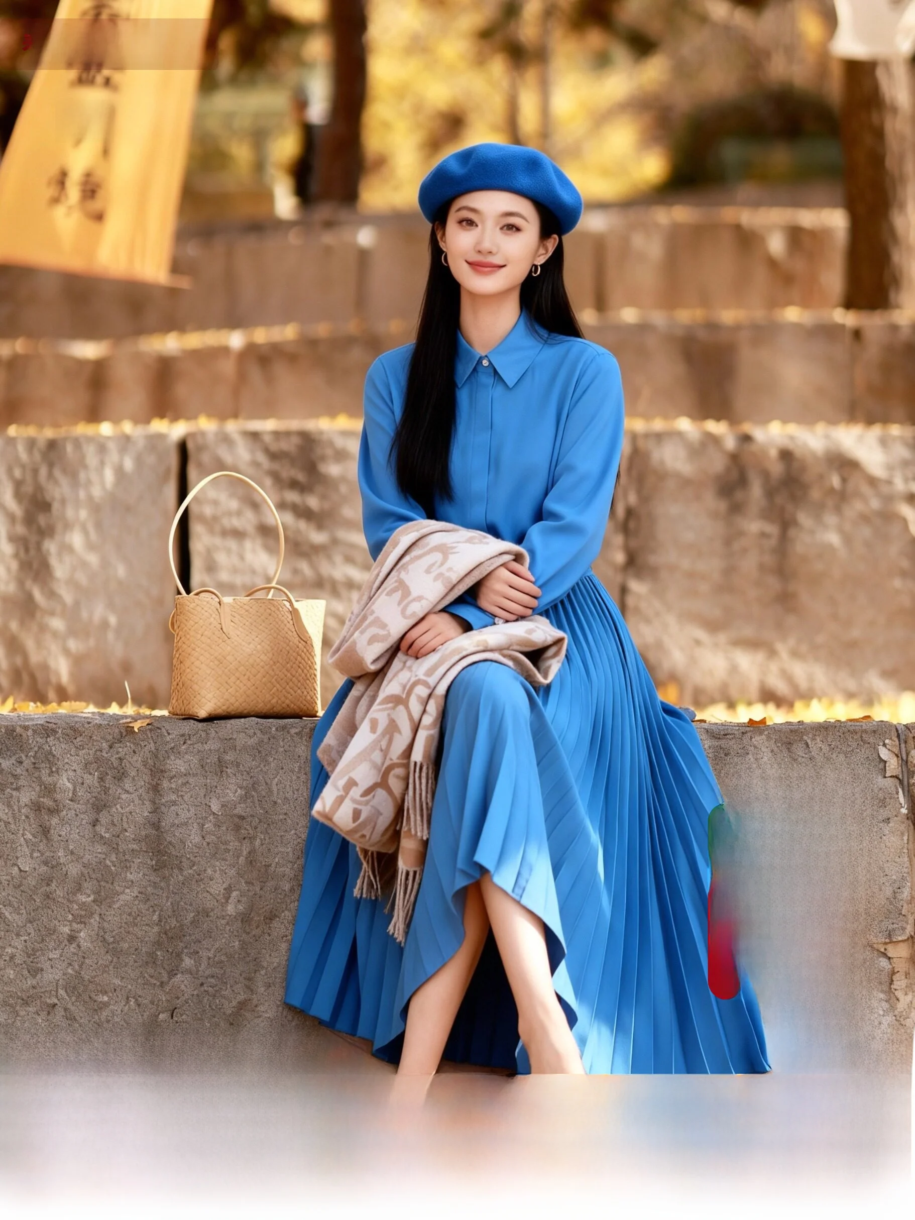 

Silk Feel Chiffon irt Women's Two Piece Set Pleated Skirt Draped f Body Skirt Spring Autumn Small Design Sense Gentle Sle