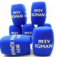 1 pieza, logotipo personalizado para micrófono de espuma cuadrado, cubiertas de espuma para micrófono, parabrisas para micrófono de entrevista portátil