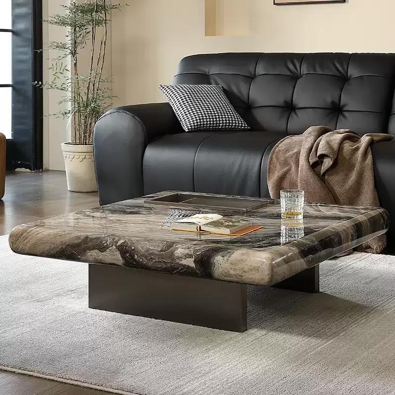 Natural marble coffee table light luxury high-grade microcrystalline stone modern simple high-end living room coffee table squar