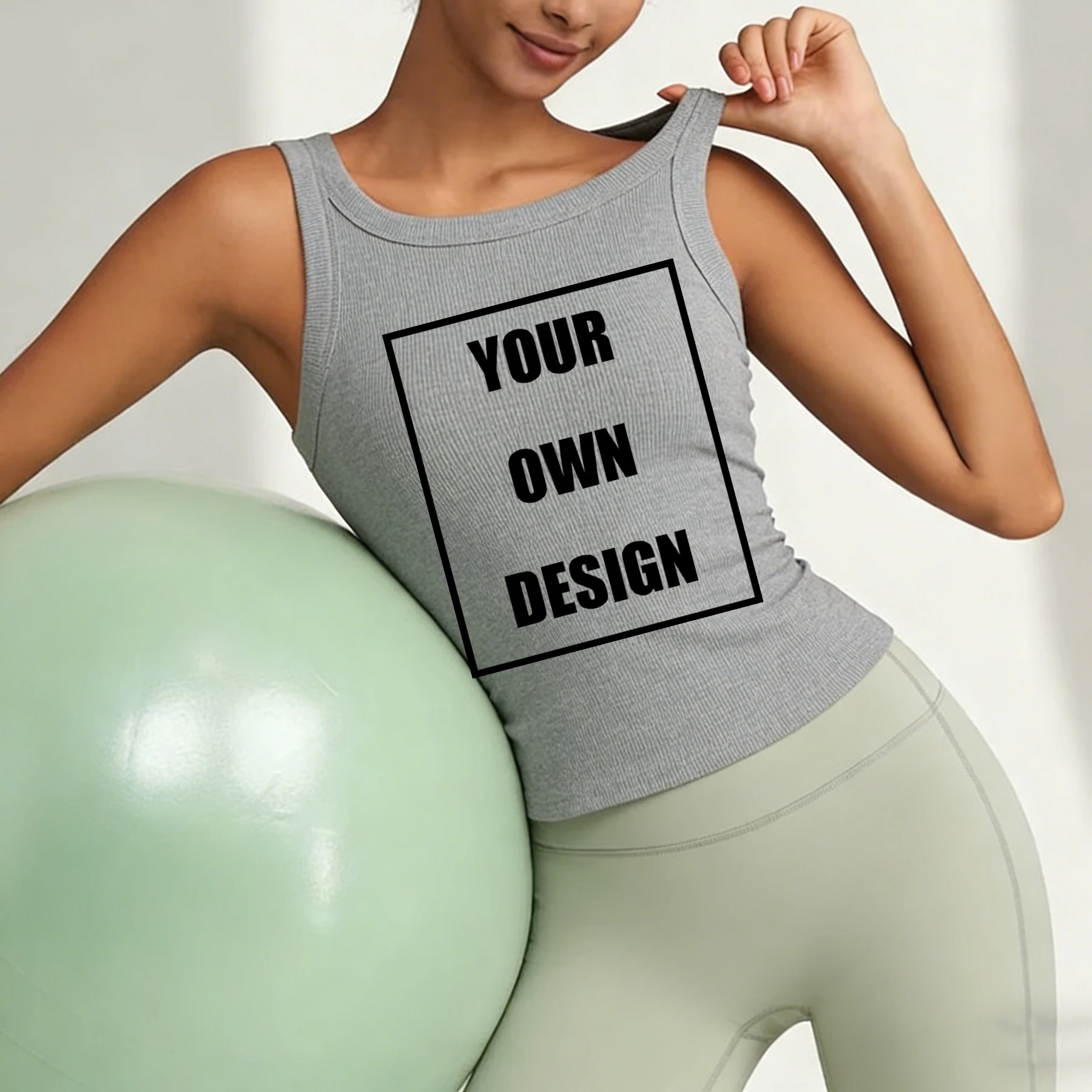 Individuell bedruckte, schmale T-Shirts für Damen, sommerlich, kühl, Rundhalsausschnitt, hohe Elastizität, modische, schmale Westen, trendige, kurze Westen