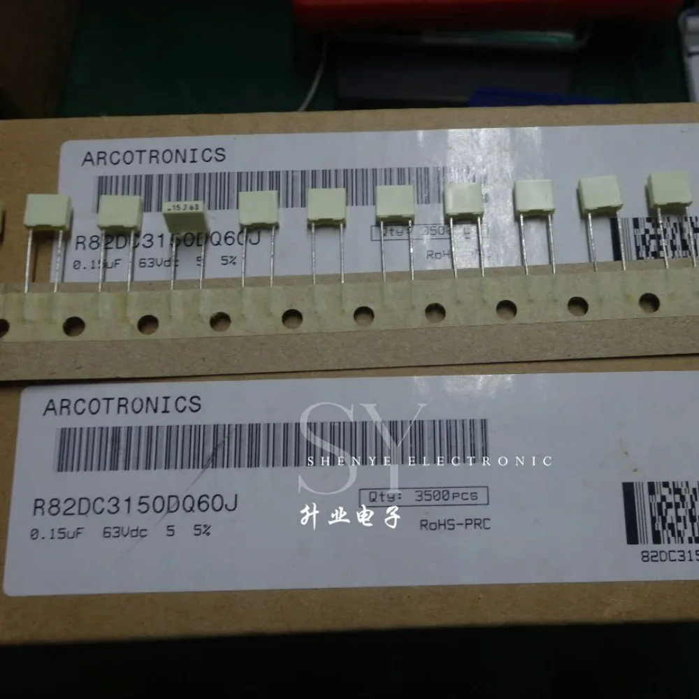 10pcs/lot AV R82 0.15uf 63V 150nf u15 154 J 5% New 5mm Metallized Polyester Automotive Grade Film Capacitors R82DC3150DQ60J