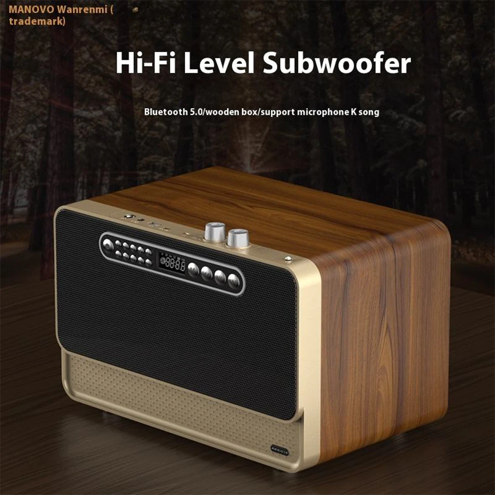 

Деревянная беспроводная Bluetooth-колонка, супермощная K-pop радиостанция, винтажный звук, сабвуфер