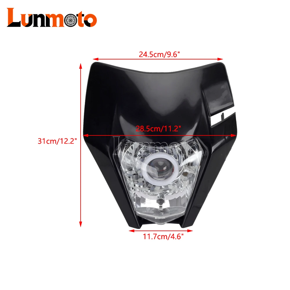 Dirt Bike LED Angel Eye Headlight E8 E-Mark Front Light HI LO Beam Headlamp For EXC EXC-F XC XC-W XCF 125 350 450 650 SMC 690
