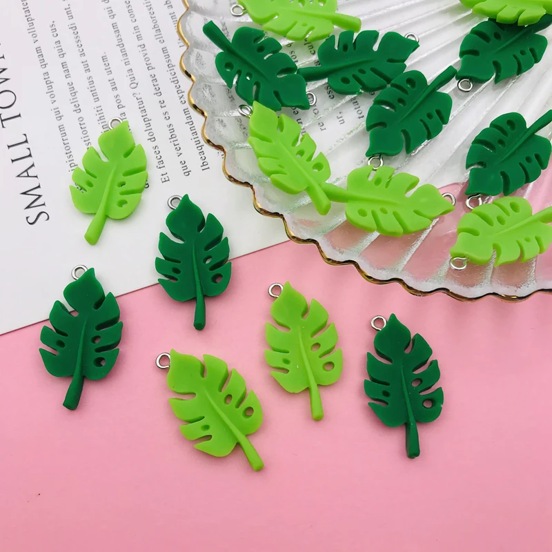 10pcs Resin Flatback Hot Selling Lucky Tree Charm Cute Leaf Pendant for Earring, Keychain, Jewelry, Scrapbooking, DIY, Necklace