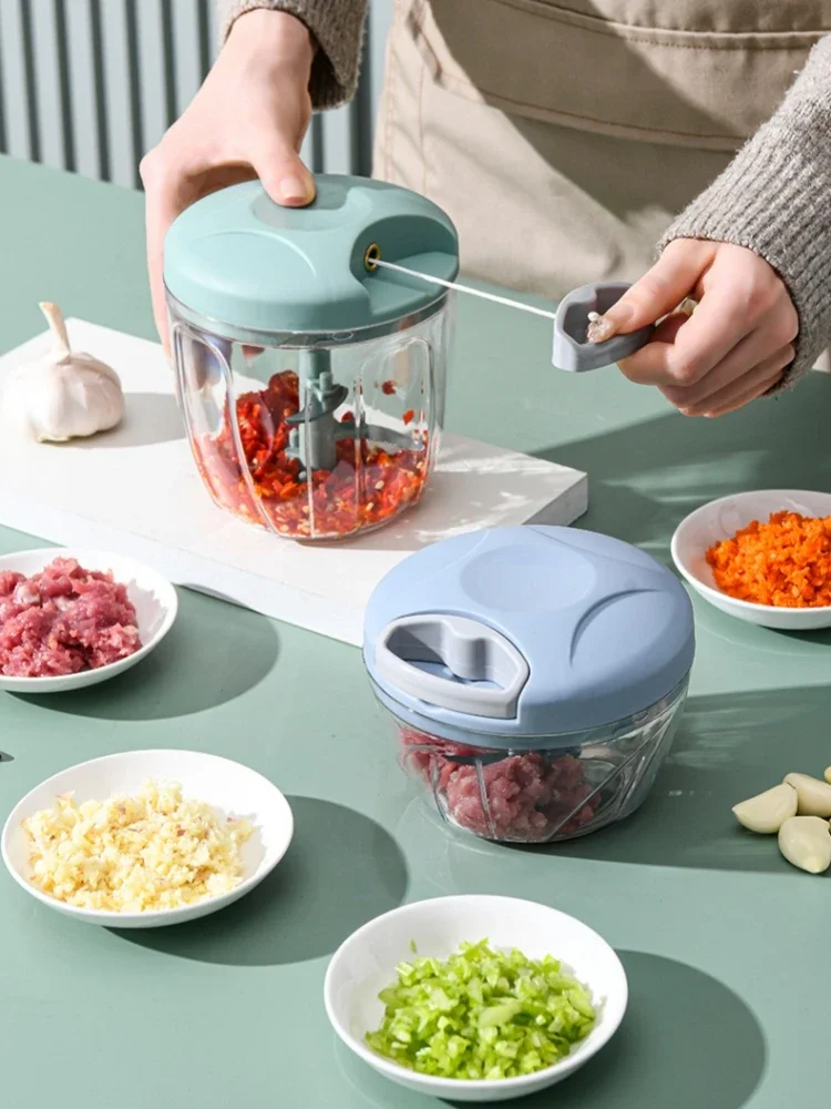 

500/900ML Manual Meat Mincer Garlic Chopper Rotate Garlic Press Crusher Vegetable Onion Cutter Kitchen Cooking Accessories