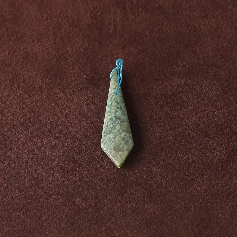 Chrysocolla Teardrop Pendant: Single Green Natural Stone Charm with Unique Patterns, Perfect for Handmade Jewelry 47x14x5mm-3.4g