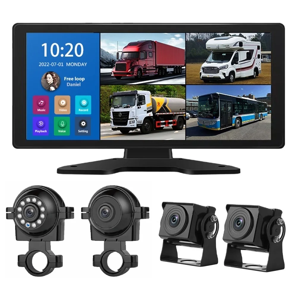 Car Driving Recorder 360 BSD System 10 Inch 10.36 Inch 4K Driving Recorder Touch Screen 32G-128G AI Alarm Card