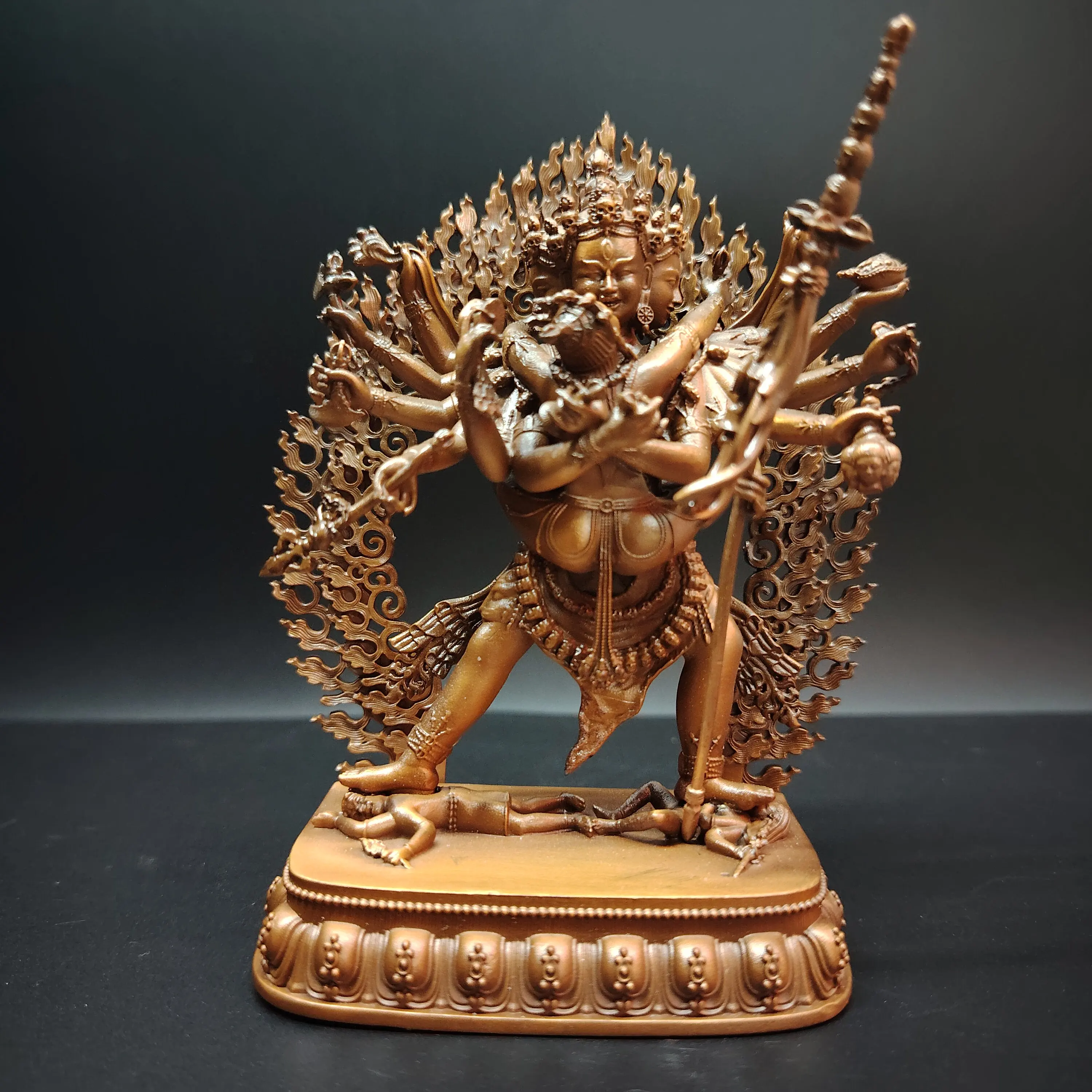 Tibetan Fine Chakrasamvara Heruka Protector Statue 12cm Home Living Room Altar Blessing