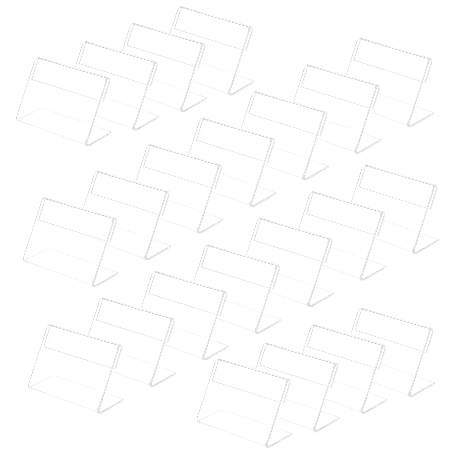 20pcs Acrylic Sign Display Holder Price Name Cards Rack Display Holder Card Label Racks Household Decorations Slanted Tag Stand