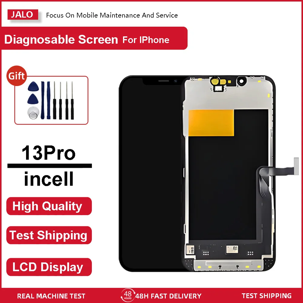 JALO Soft OLED Diagnosable Mobile Phone LCD Screen for iPhone 14 Pro Max 12 14Plus Incell Screen for iPhone 13 13Pro LCD Display