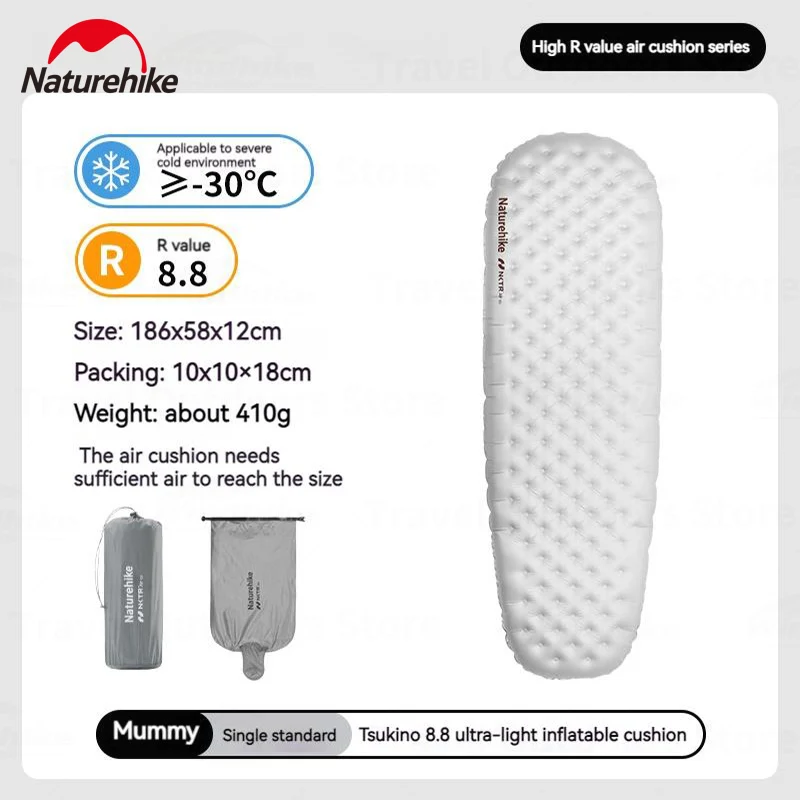 Naturehike R8.8 Opblaasbaar Matras Luchtmat Slaapmat 20D Nylon TPU Warm 12 cm Dikte Outdoor Camping Slaapmatje Ultralight