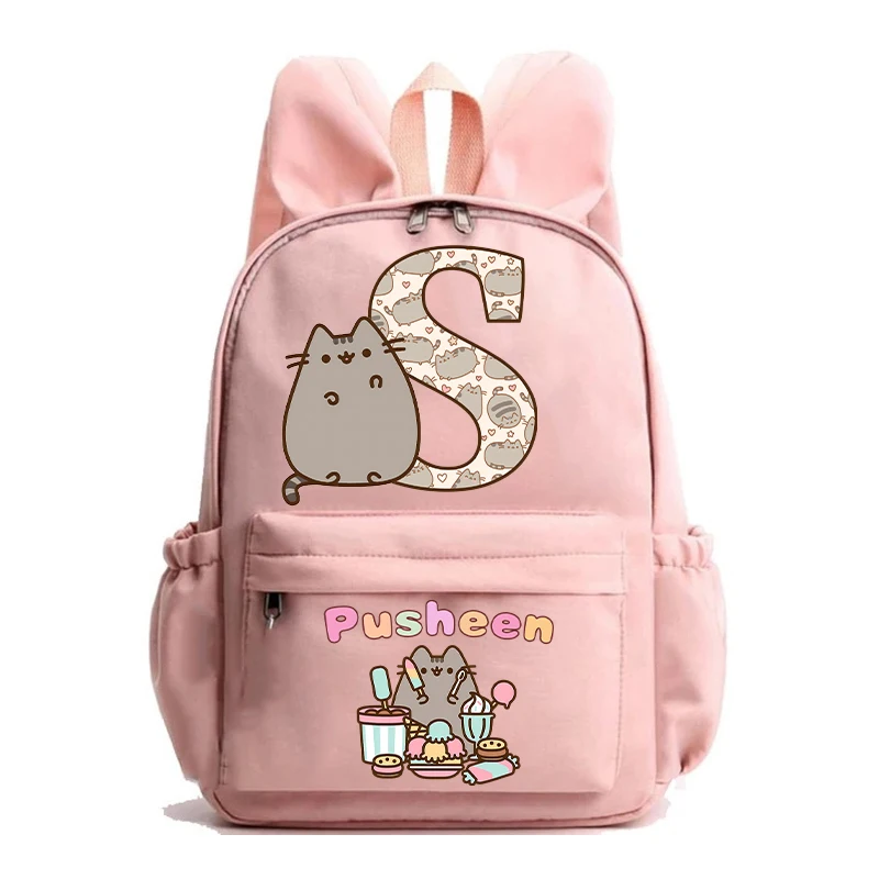 Nowy plecak szkolny Pusheen dla dziewczynek Kawaii Cartoon nadrukowane litery tornister plecak dla dzieci o dużej pojemności przybory szkolne dla