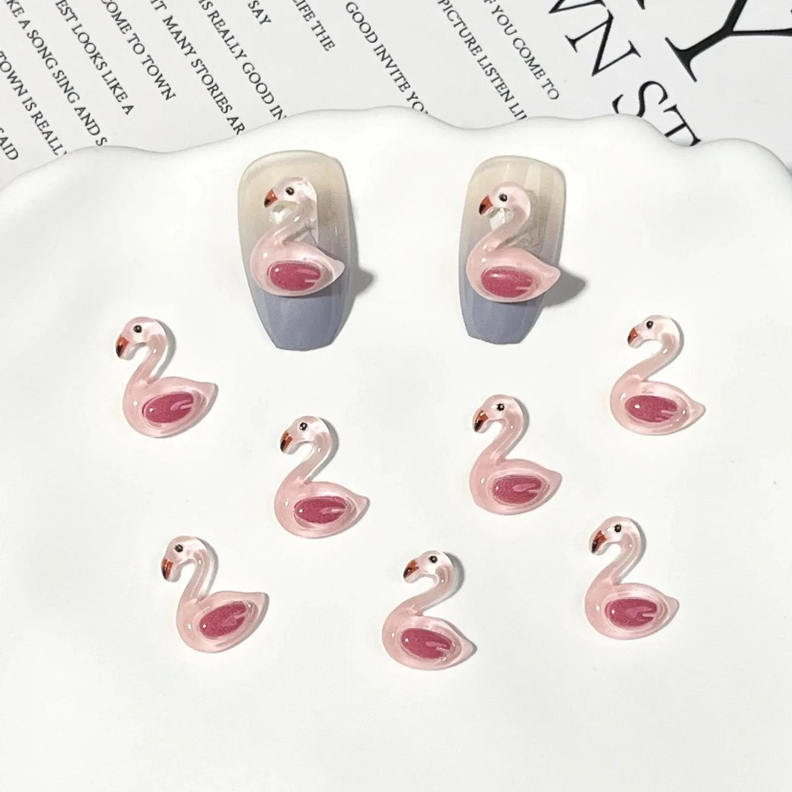 Fiery Bird & Ice Transparent Swan Cartoon Nail Charms Cute Animal Mini Parts DIY Valentine's Day Nail Art Decor Accessories