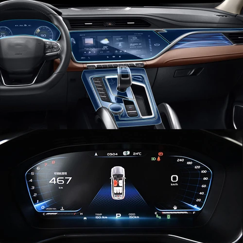Imagen 2 del producto Para Geely Atlas Pro Azkarra 2021 2020 TPU Interior del coche navegación GPS tablero pantalla película antiarañazos pegatina protectora de engranaje