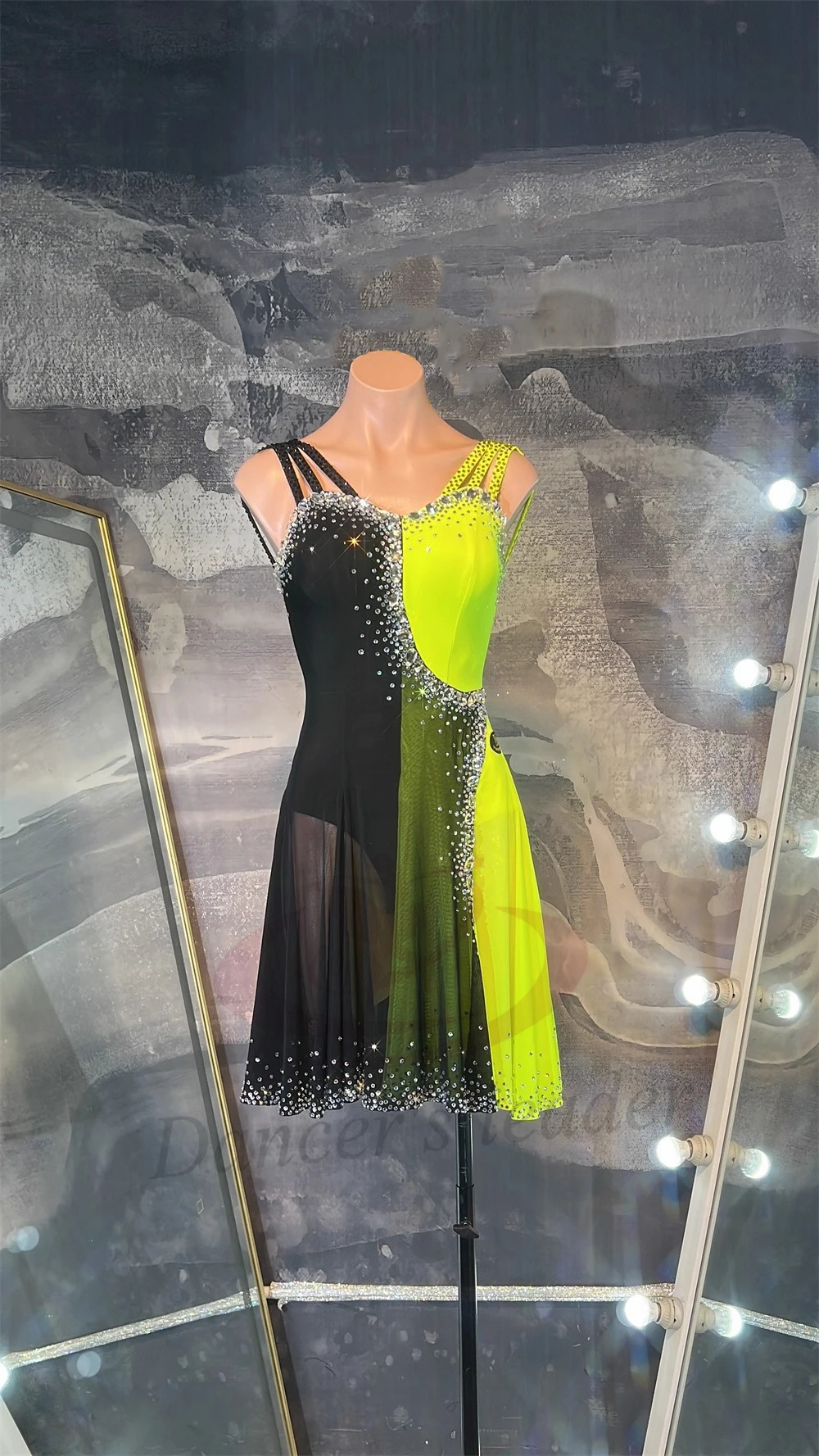 Latin Dance Adult And Children'S Dress High-End Custom Splicing Color Mesh Cha Cha Tango Women'S Professional Clothing