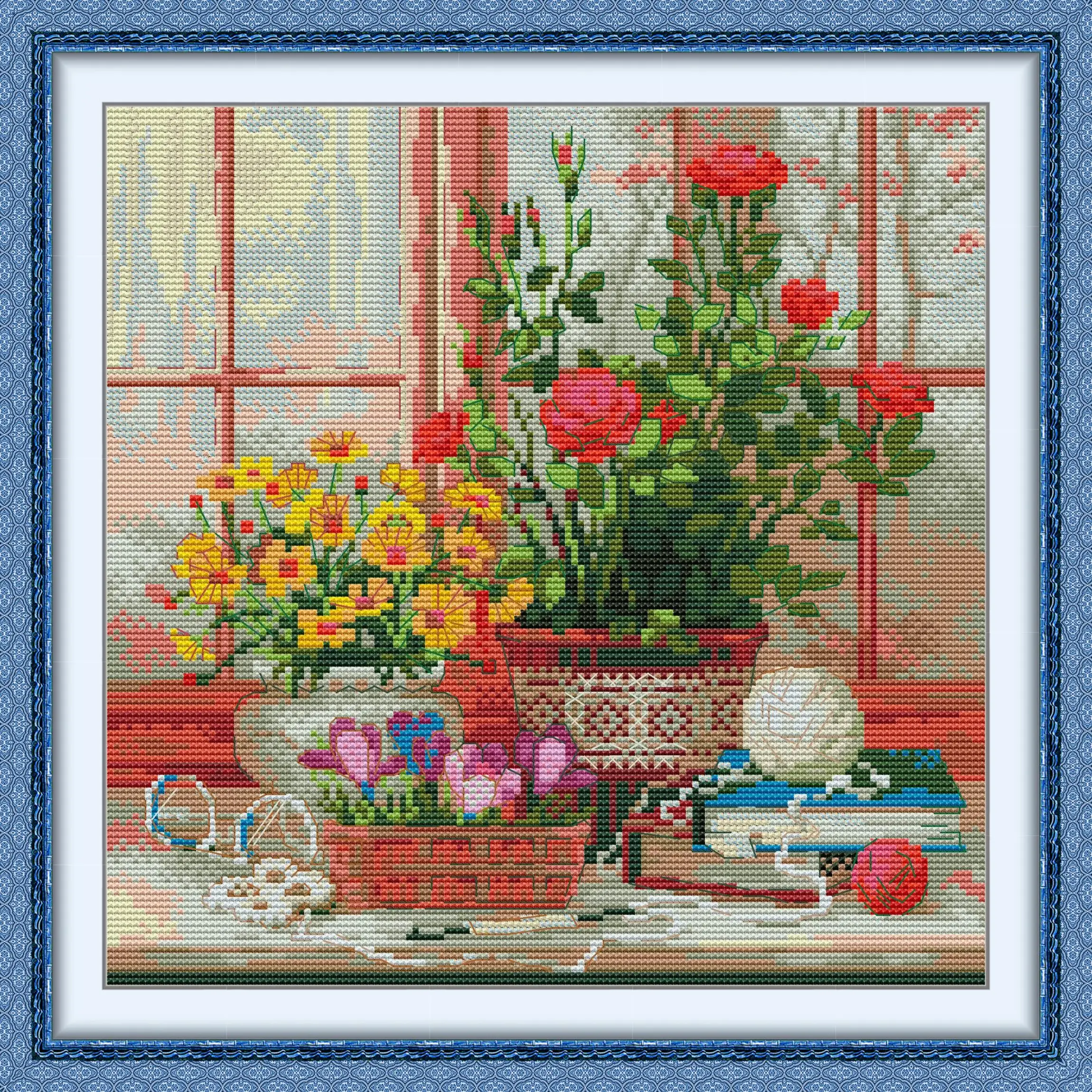 

Maydear Full Cross Stitch Kit, 11CT/14CT/16CT/9CT Aida Fabric,DMC Threads Sewing Pattern Embroidery Set-Windows.