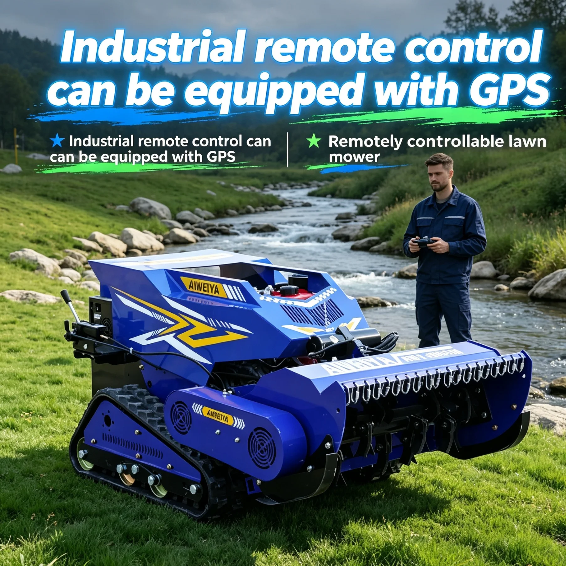 Customized Lithium Battery Self-propelled Mower is equipped with display screen and zero turn complying with municipal greening
