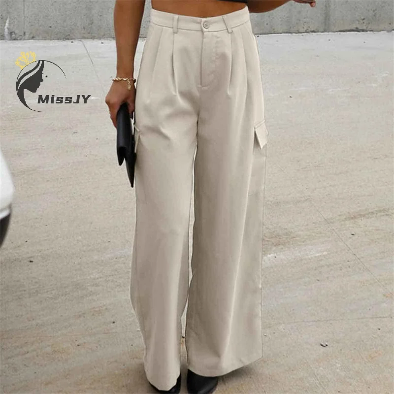 

Women‘s High Waist Wide Leg Cargo Baggy Pants Casual Fashion Pants With 4 Pockets