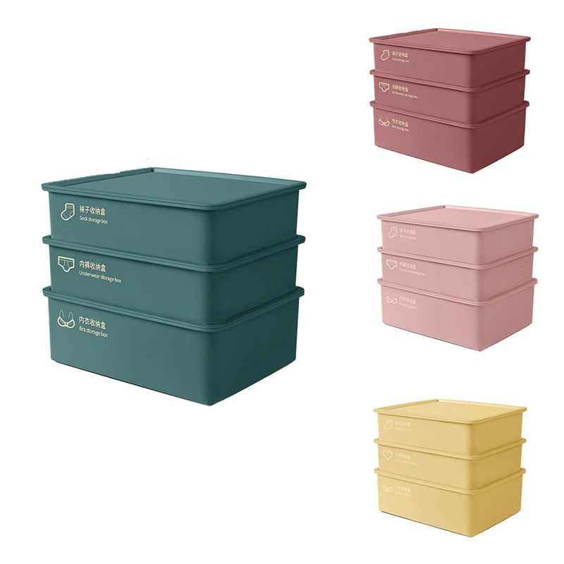 Underwear Storage Box Household Drawer Wardrobe Compartment Light Luxury Socks Panties Three-In-One Storage Box