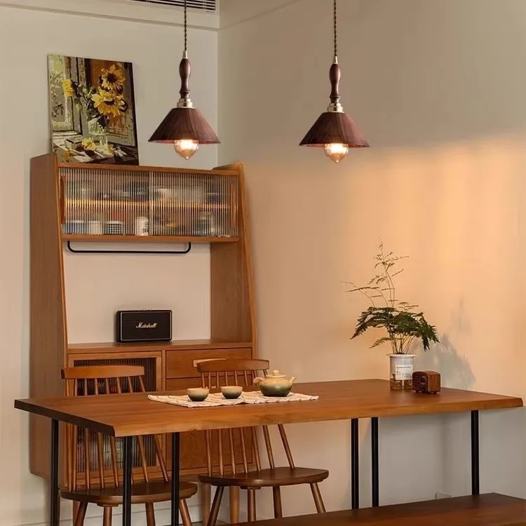 Creative Japanese Wabi Sabi Solid Wood Pendant Ceiling Light for Bedroom Living Room Bar Tea Room
