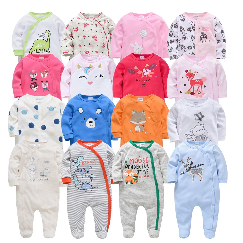 

Kavkas 3 4 pcs/lot Baby Girl Clothes ropa bebe Long Sleeve Summer Soft Cotton Boys Rompers New Born Body Bebe Clothing