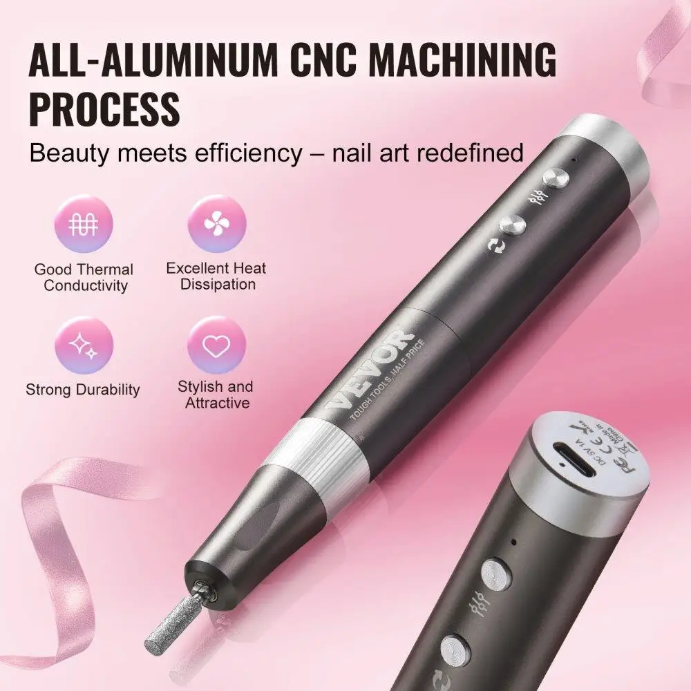 Electric Cordless Rechargeable 30000RPM Variable Nail E File Machine Portable Manicure Pedicure Polisher 50PCS