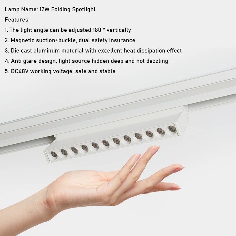 Moderno LED Magnetic Track Light System, Downlight embutido, holofotes sem luz principal Iluminação Série, Sala de estar, Branco DC48V