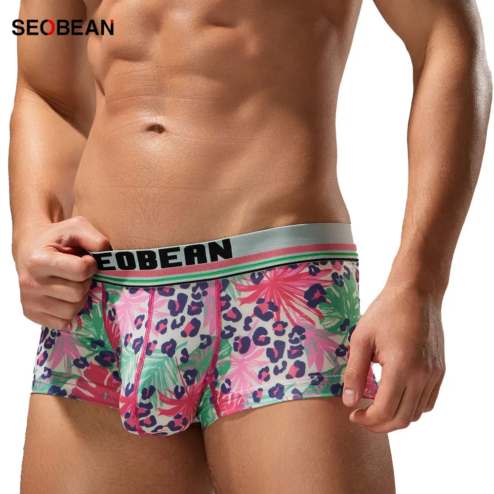 

SEOBEAN Men's Low Waist Ice Silk Boxer Briefs Youth Corner Design Sports Underwear Comfortable Flat Sexy Four-Cornered Briefs