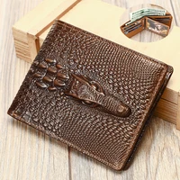 WESTAL Cartera corta de piel de vaca de primera capa tendencia al aire libre cartera de monedas de cocodrilo novedosa con múltiples tarjetas para hombre regalo