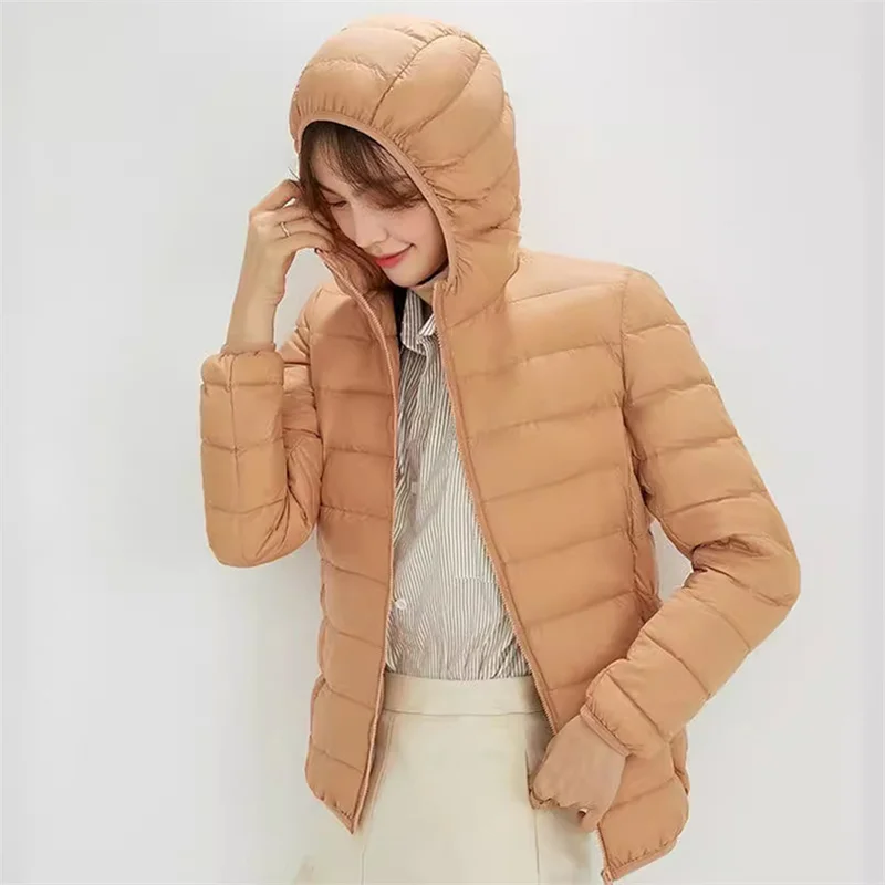 

Autumn Winter Ultra Light White Duck Down Coat Women Warm Slim Hooded Down Jacket Ladies Bigsize Puffer Parkas Short Outwears