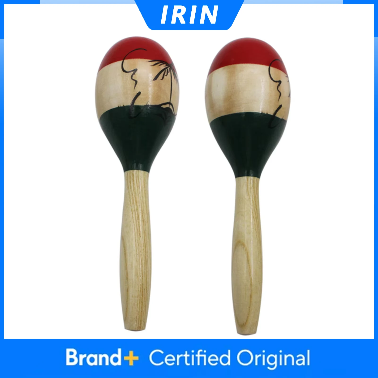 IRIN 1 Par de Maracas de Madera, Instrumento de Percusión Tropical para Fiestas, Agitadores de Madera, Martillo de Arena, Juguete Musical para Niños y Bebés