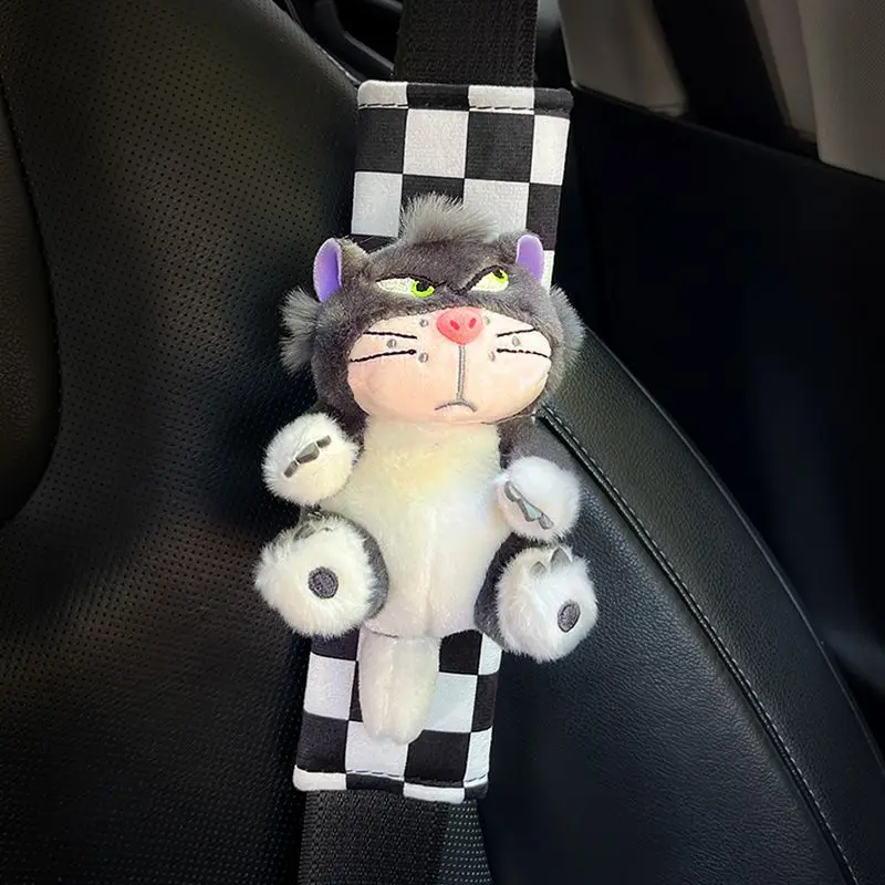 Lucy Cat Car Seat Belt Shoulder Cover Cute Universal Car Cartoon Kitten Car Interior Decoration Safety Belt Car Accessories