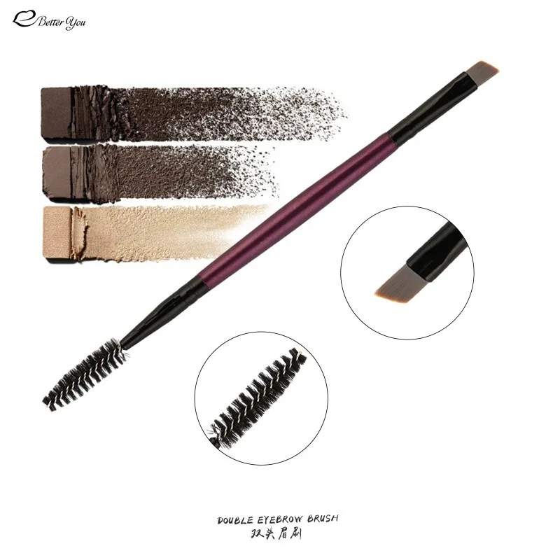 1PC Double-headed Eyebrow Brush Spiral Bevel Makeup Brush Mascara Brush Wooden Handle Single Easy to Carry Beauty Tools