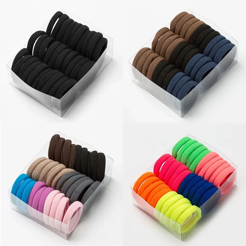 30Pcs Elastic Hair Accessories For Women Kids Black Pink Blue Rubber Band Ponytail Holder Gum For Hair Ties Scrunchies Hairband