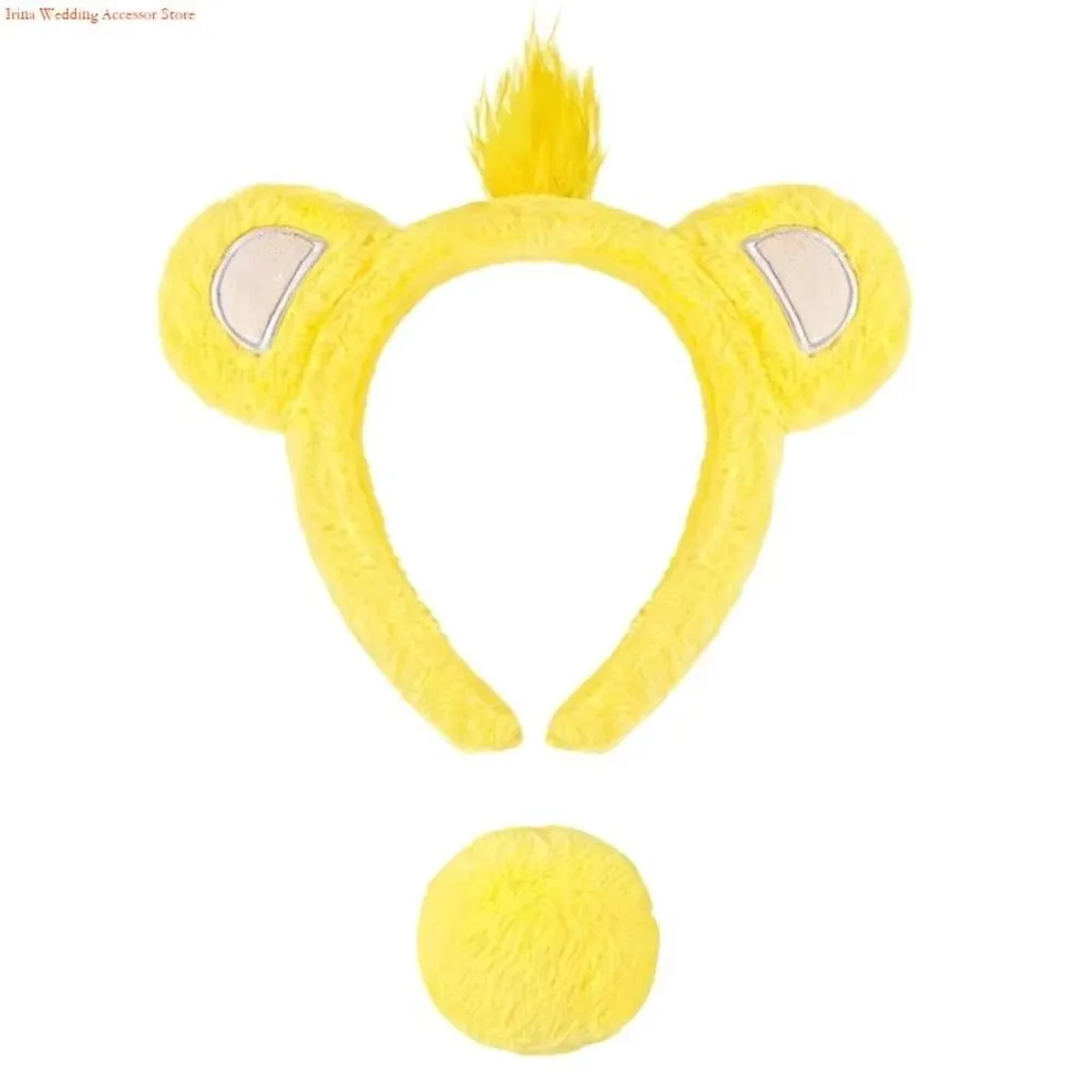 Fabric Animal Headband Soft Fuzzy Texture Detachable Pom Pom Cartoon Hair Hoop Animal Ear Multicolor Options Fuzzy Ear Headband