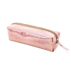 Fashion PU Leather Hologram Laser Pencil Case Waterproof Wallet Lady Cosmetics Bag Makeup Handbag Purse Pencilcase