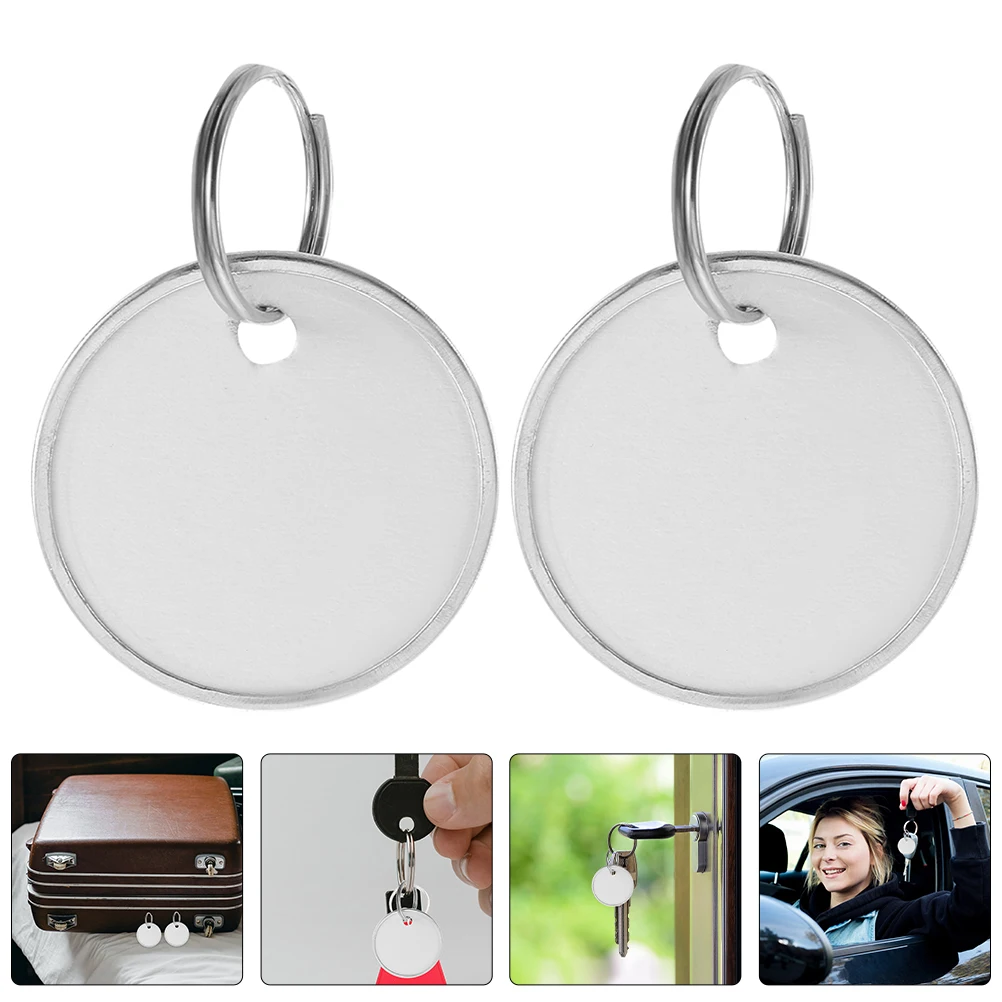 

80pcs Metal Key With Split Rings Multi-Purpose Blank Round Paper Easy To Use For Creative Projects Keychain Tags Key