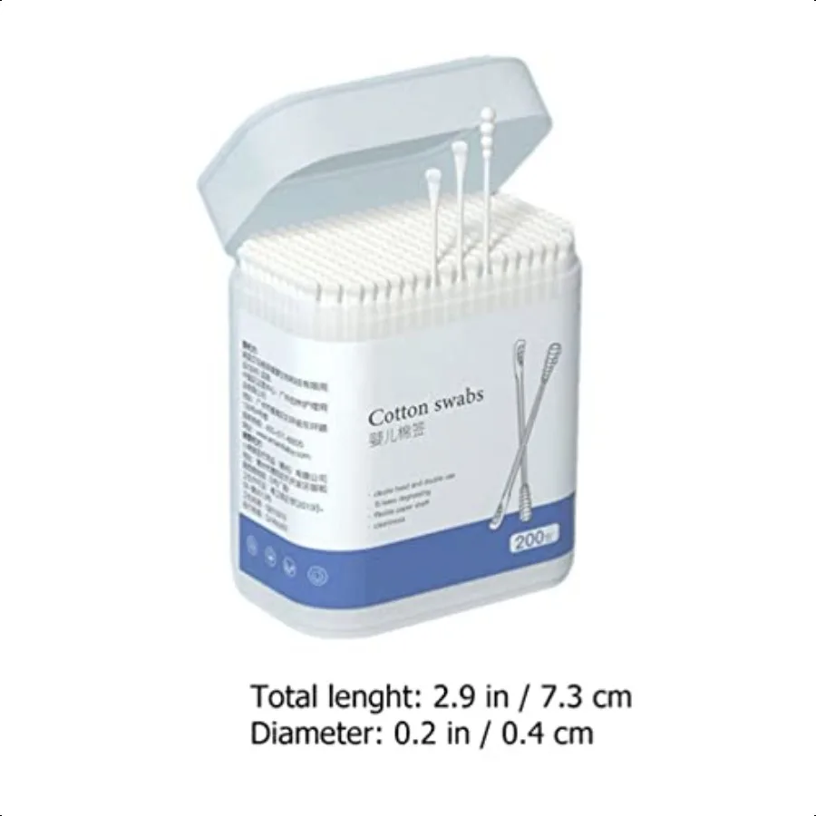 Kisangel 200 Pezzi Tamponi di Cotone per Bambini Bastoncini di Cotone Double End Detergenti per le Orecchie in Cotone Tamponi di Sicurezza Bastoncini di Pulizia per L'orecchio Naso Cle
