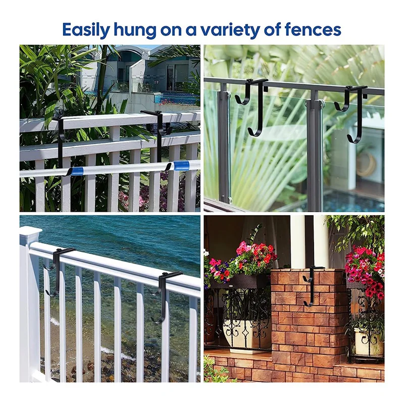 LICE-4PCS colgadores de postes de piscina ajustables ganchos de cerca de Metal soporte de herramientas de piscina para postes telescópicos espumadera red cepillos