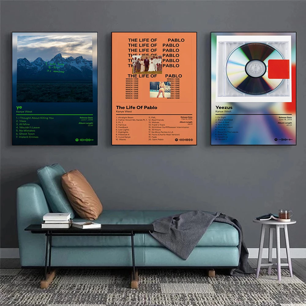 Rap Star Kanye West Music Album Bear Throne Heartbreak Track List Poster Canvas Paintings Wall Art Pictures Home Decor — zdjęcie 3