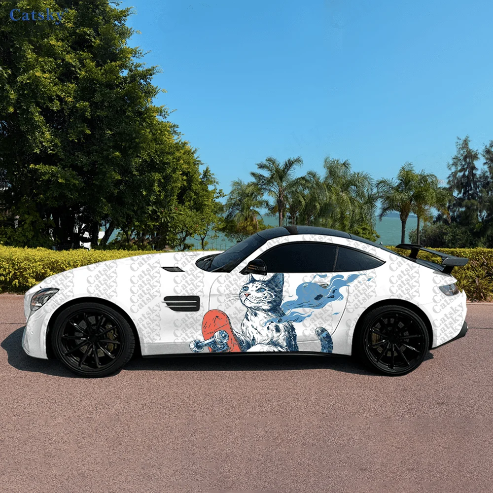 

Slider Cat Dynamic Line Car Side Sticker Decoration,PVC Waterproof Scratch Resistant Decal,Car Protection,Auto Accessories Gift