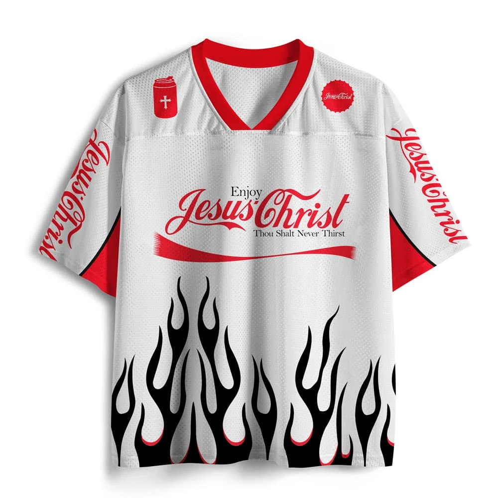 Women's V-neck Short Sleeved T-shirt Y2K Flame Jesus Letter Print Loose Streetwear Casual Hip-hop, Suitable for Daily Wear