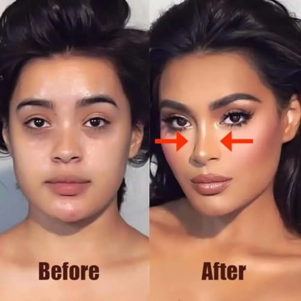 แต่งหน้าเริ่มต้น U-Shaped Nose Contour แปรงนวัตกรรมพลาสติกซีเมนต์ Dual-End แปรงเครื่องมือ 2-in-1 แปรงแต่งหน้า