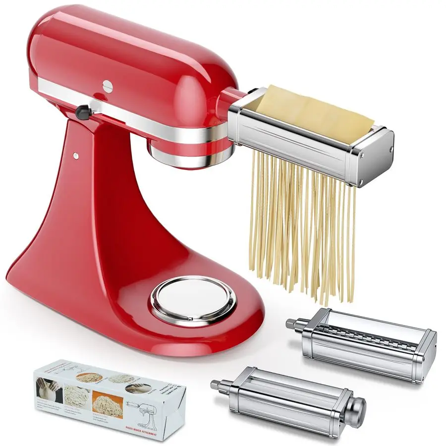 

Maker Attachments Set for all KitchenAid Stand Mixer, including Pasta Sheet Roller, Spaghetti Cutter, Fettuccine Cutter, KSMPRA