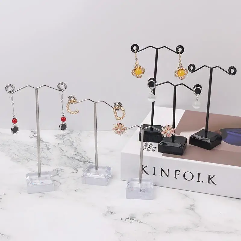 T Shape Jewelry Rack Display Acrylic Bottom Necklace Earring Necklace Holder Stand Display Organizer Stud Dangle Hoop Earrings