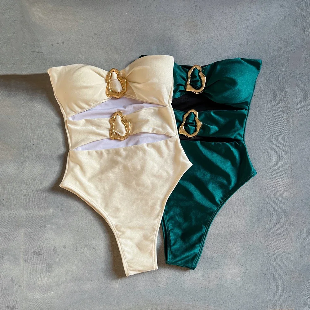 Oval One Piece Swimsuit 2025 New Sexy Swimwear Women Swimsuit Hollow Out Bathing Suit Beachwear Monokini Female Biquini Swim