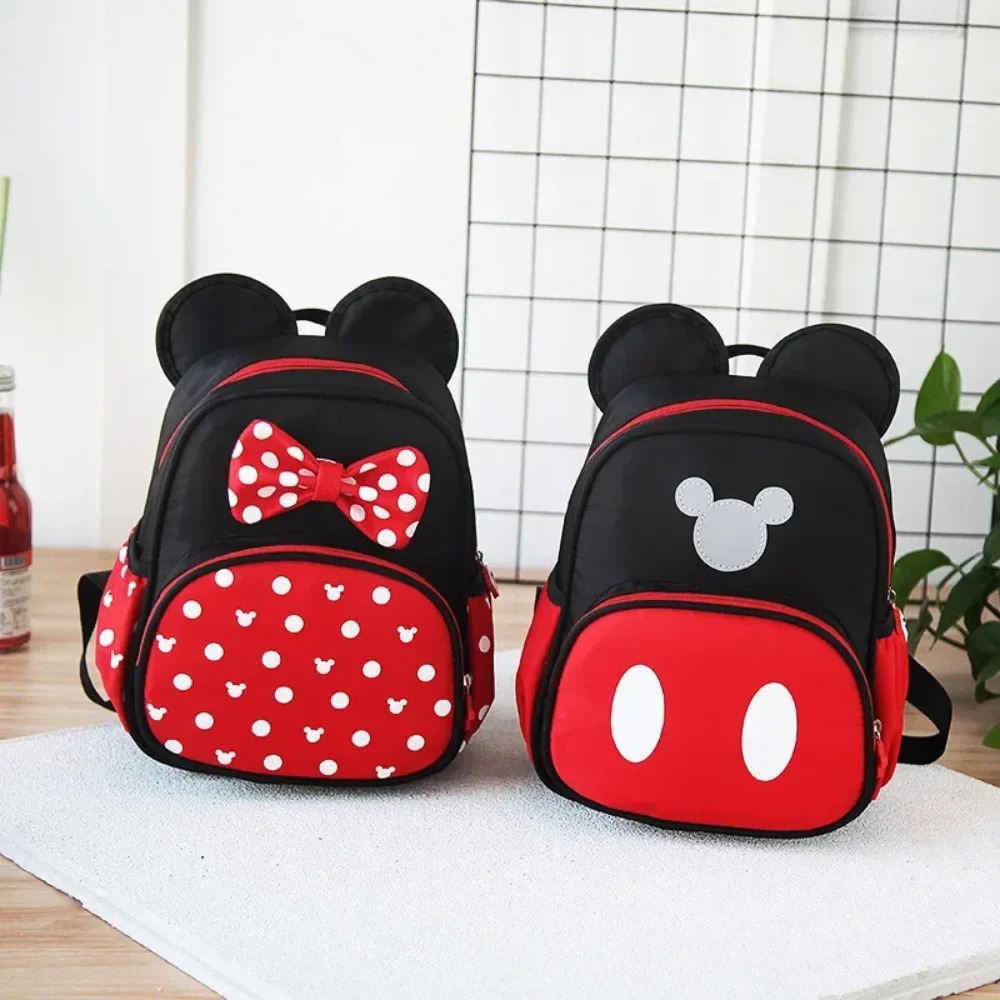 

Mickey and Minnie Schoolbag Cute Backpack Shoulder Bag Practical Pocket, Durable Synthetic Materials,