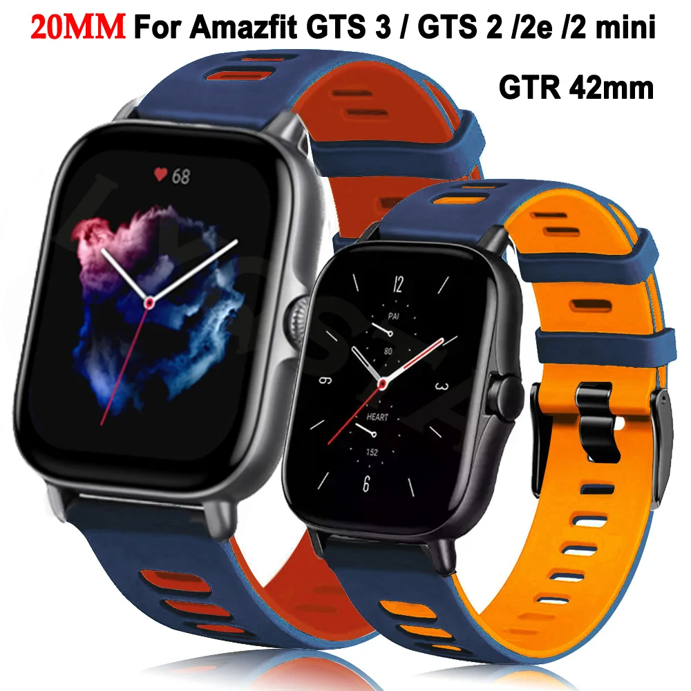 20มม.ซิลิโคนสมาร์ทนาฬิกาสำหรับ Xiaomi Huami Amazfit GTS 3สร้อยข้อมือ Amazfit GTR 42มม.GTS2 2e 2mini Bip S U POP สาย Pro
