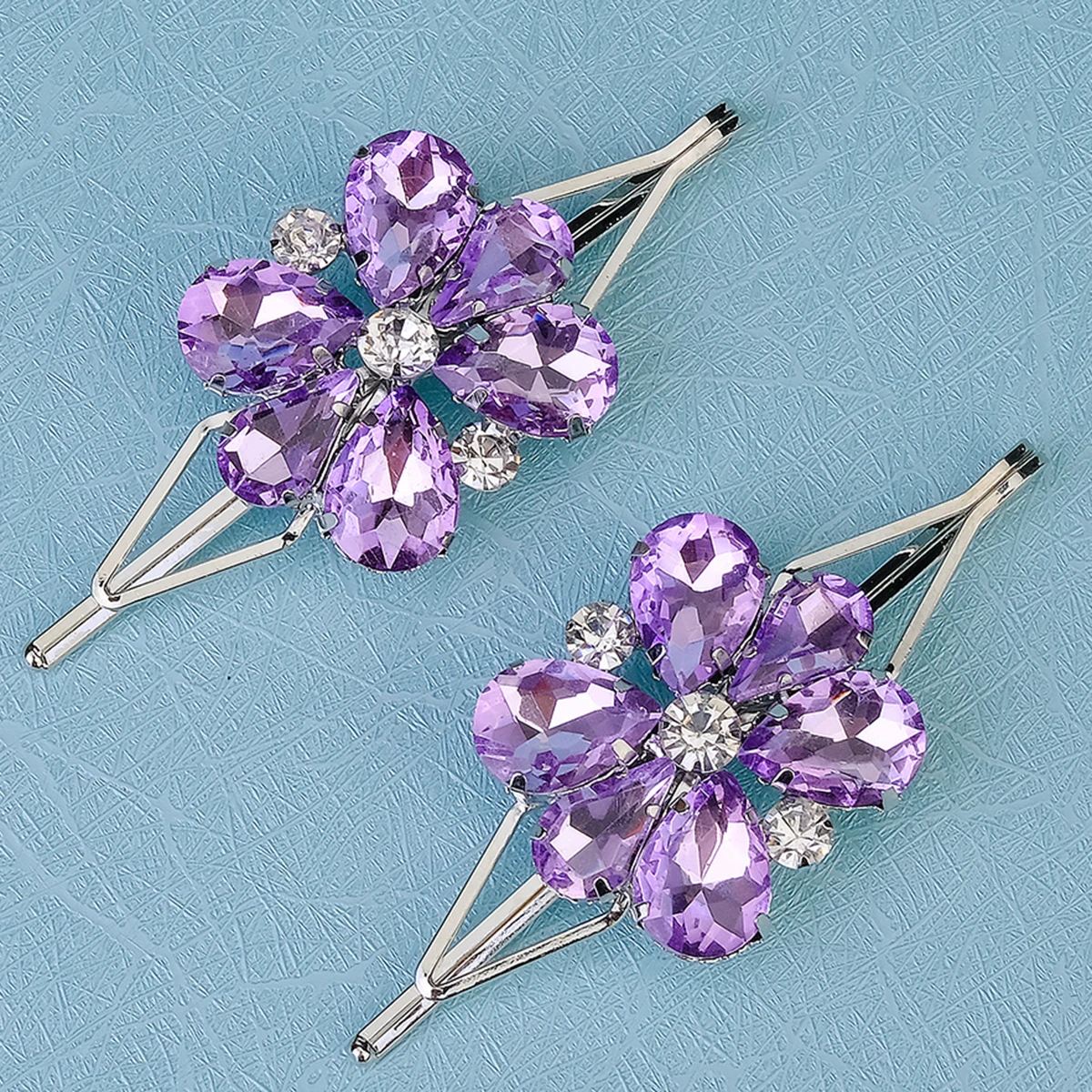 Fashion Rhinestone Hair Cilp Lavender Purple Barrette For Women Hairpins Wedding Headdress For Girlfriend Bride Headpieces