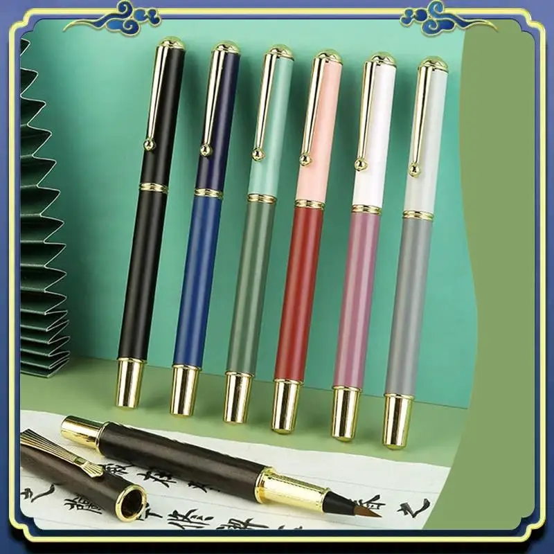 Portable 6Pcs Morandi Calligraphy Pens Hand Lettering Pens For Writing Beginners Chinese Brush Pens